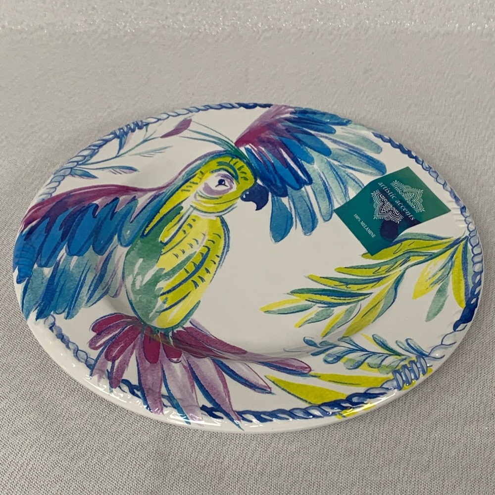 Artistic Accents Parrot Melamine Salad Plates S/4